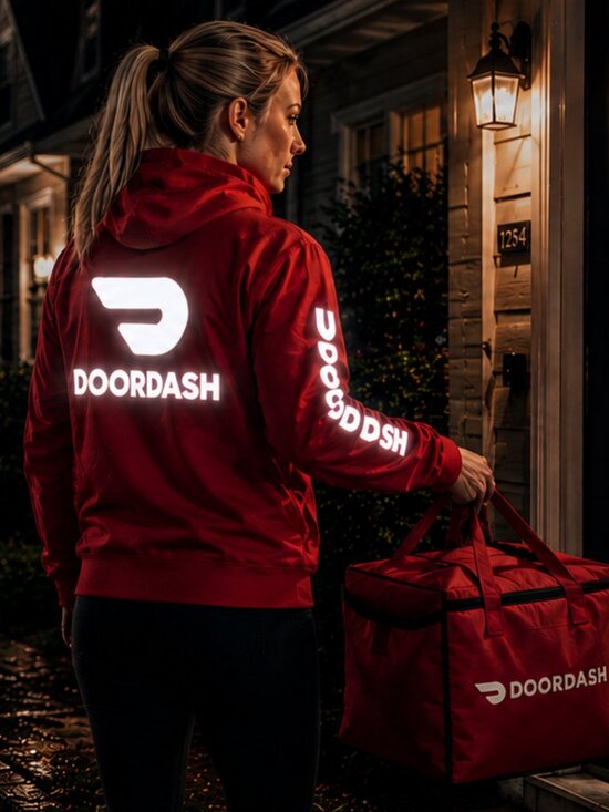 Other - Reflective DoorDash Delivery Driver Hoodie Red Door Dash